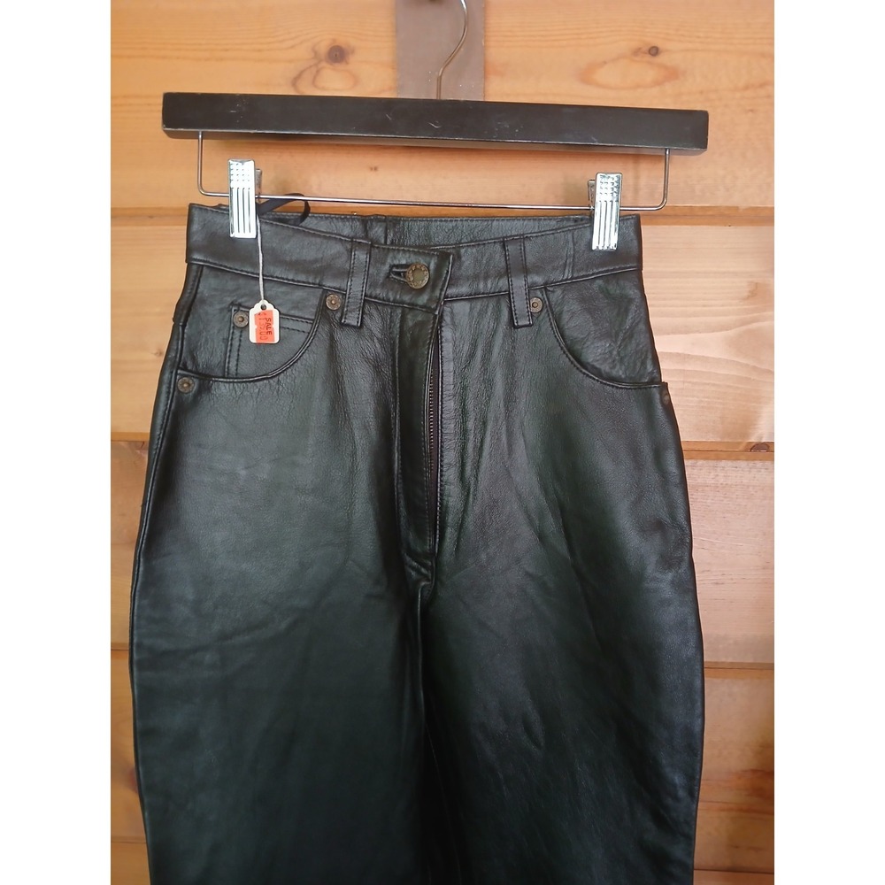 USA Bikers Dream Apparel Leather Pants [Broken Front Button]‎ Women's 3 / 4 31" - Picture 2 of 11